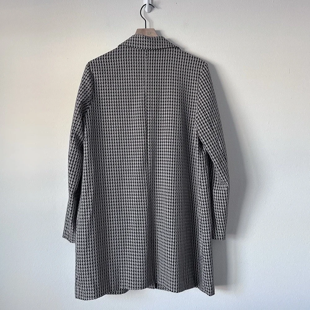 Sanctuary‎ Carly Coat Longline Blazer Jacket Saddle Houndstooth Oversized Size L - Picture 2 of 13